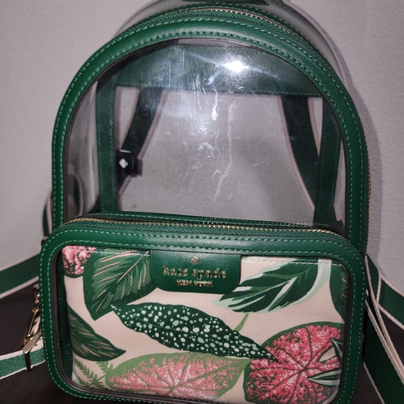 Kate Spade Green and Pink Floral Women\'s Backpack. Ships same or next business d main image 6